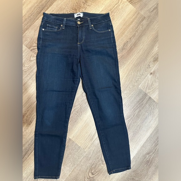 Paige dark blue skinny jeans. - Picture 1 of 4
